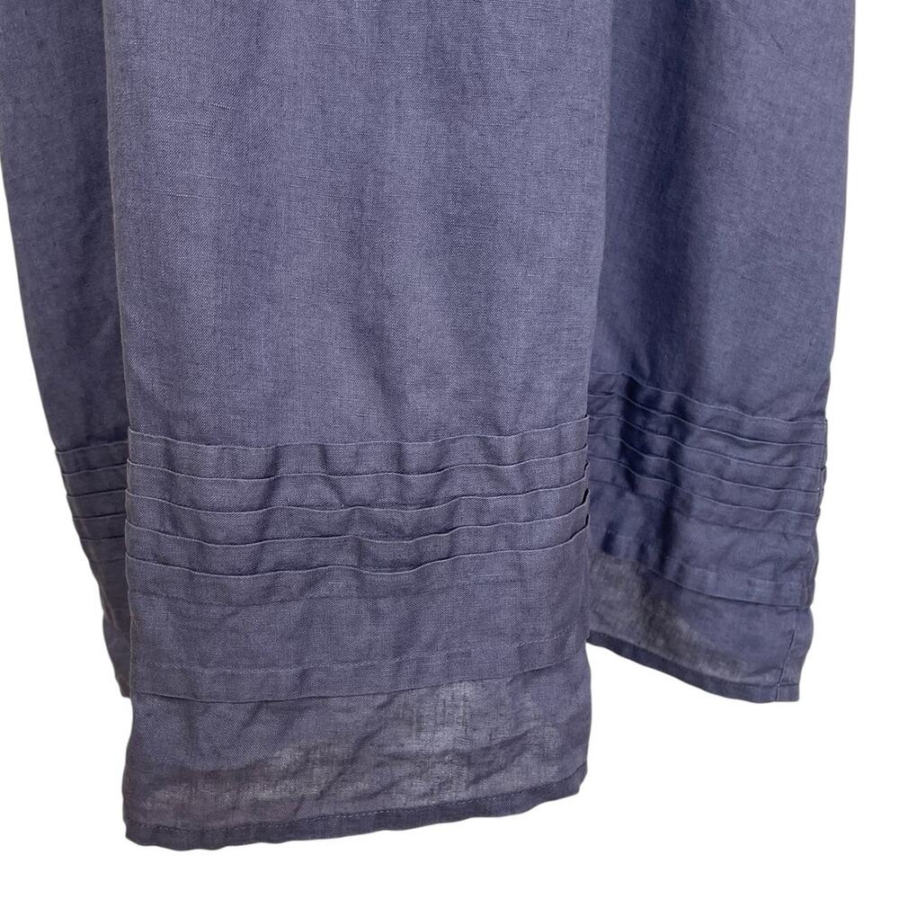 Sundance Linen Pintucked Short Sleeve Shift Dress Blue Sz Large Coastal Cottage - Picture 6 of 10